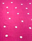 (WOVEN) 3D WHITE DOTS ON FUCHSIA (2)