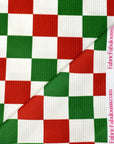 (4X2 RIB) MEDIUM RED, GREEN AND OFF WHITE CHECKERED