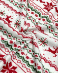 (SWEATER KNIT) RED REINDEERS AND RED POINSETTIA'S ON OFF WHITE (3)