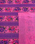(COTTON JERSEY) HOT PINK AND PURPLE FLORAL/ POLKA DOT STRIPE