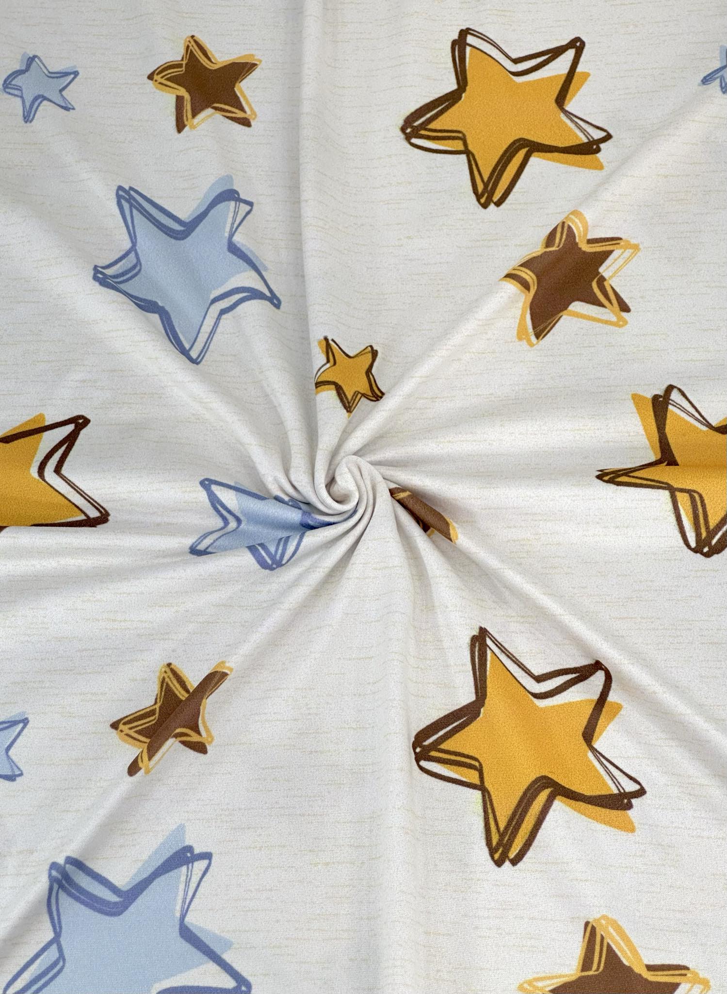 (DBP) BLUE, MUSTARD, AND BROWN STARS ON CREAM