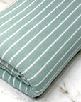 (THIN FRENCH TERRY) OFF WHITE STRIPES ON POWDER SAGE