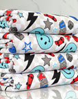 (YUMMY RIB) AQUA HAPPY FACES AND SKATEBOARDS ON CHECKERED WAVE (1)