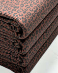 (2X2 BRUSHED RIB) BLACK CHEETAH ON DARK BROWN