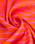 (WOVEN) PINK STRIPES ON RED