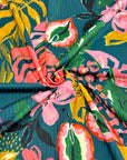 (NYLON RIB) FLORAL PATTERN ON DEEP TEAL