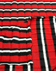 (SWEATER RIB) BLACK AND WHITE STRIPES ON RED