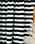 (2X2 COTTON FEEL RIB) BLACK AND OFF WHITE STRIPES
