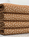 (4X2 RIB) OFF WHITE POLKA DOTS ON POWDER BROWN