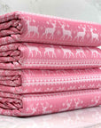 (4X2 RIB) OFF WHITE REINDEERS ON PINK