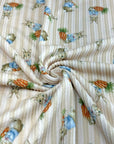 (URBAN RIB) MEDIUM BUNNIES WITH CARROTS ON TAN STRIPES