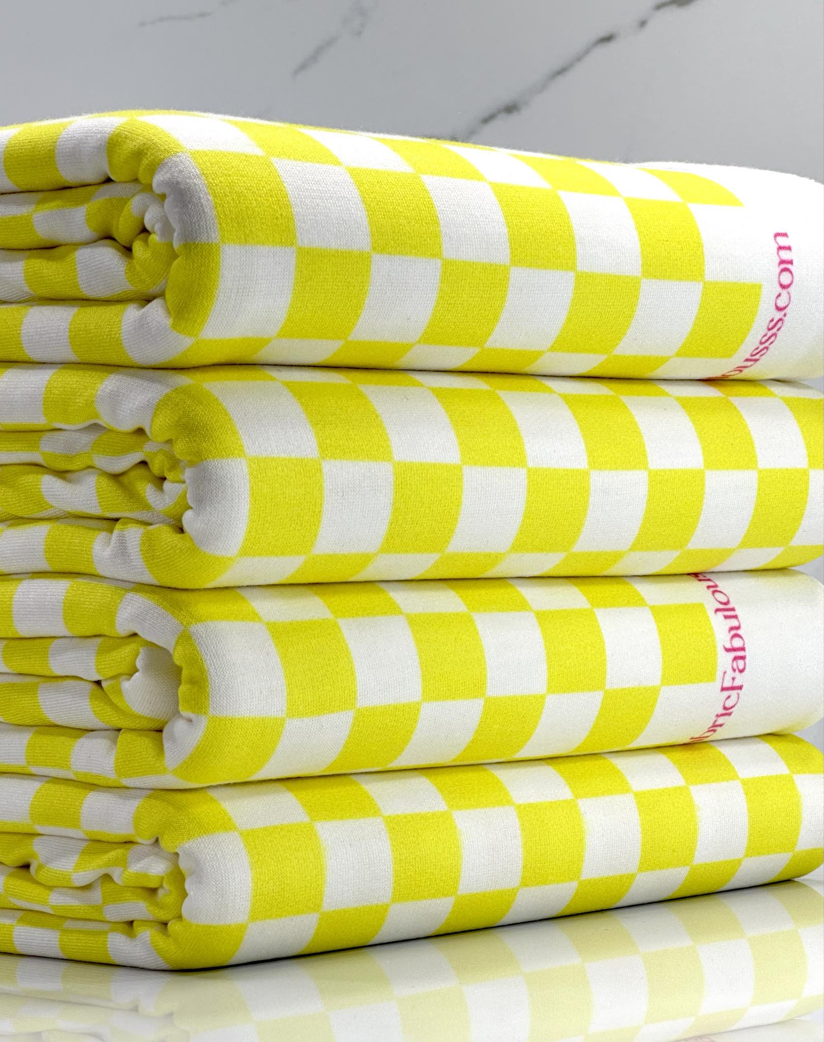 (FRENCH TERRY) YELLOW AND OFF WHITE CHECKERED