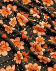 (4X2 RIB) ORANGE PUMPKIN FLOWERS AND BOWS ON DARK BROWN