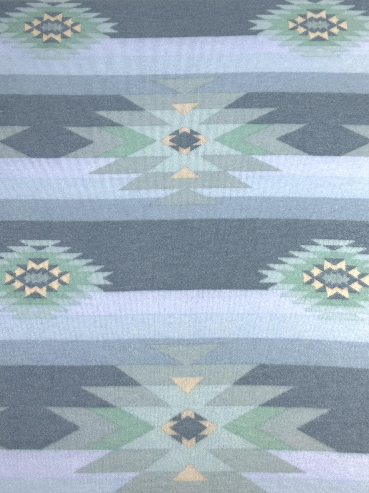 (BRUSHED SWEATER KNIT) BLUE AND JADE WESTERN PATTERN