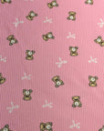 (2X2 BRUSHED RIB) TEDDY BEARS AND BOWS ON PINK