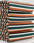 (COTTON RIB) DARK GREEN, BRIGHT RUST, BLACK, AND CREAM STRIPES