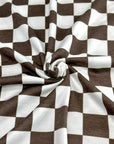 (FRENCH TERRY) BROWN AND OFF WHITE MEDIUM CHECKERED