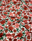 (4X2 RIB) RED HATTIE FLOWER PATTERN ON IVORY