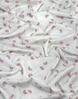(2X2 RIB) TINY ROSE PINK BOWS ON OFF WHITE