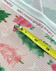 (4X2 RIB) PINK AND GREEN CHRISTMAS TREES WITH OFF WHITE BOWS ON LIGHT PINK