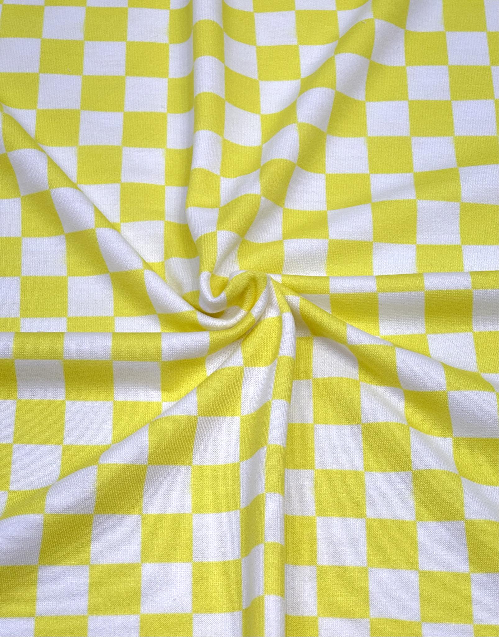 (FRENCH TERRY) YELLOW AND OFF WHITE CHECKERED