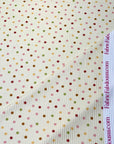(4X2 RIB) TINY PINK, LIGHT MUSTARD, AND GREEN POLKA DOTS ON CREAM