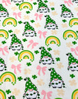 (2X2 YUMMY RIB) ST PATRICK'S GNOMES WITH PINK BOWS ON OFF WHITE