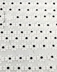 (TRIM) EMBROIDERED WHITE FLOWERS WITH CHARCOAL