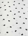 (POINTELLE RIB) BLACK BOWS ON OFF WHITE