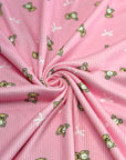 (2X2 BRUSHED RIB) TEDDY BEARS AND BOWS ON PINK