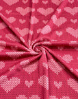 (4X2 YUMMY RIB) PINK KNIT HEARTS ON VINTAGE STRAWBERRY
