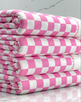 (FRENCH TERRY) PINK AND OFF WHITE CHECKERED(3)