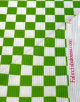 (4X2 YUMMY RIB) GREEN AND OFF WHITE CHECKERED PATTERN