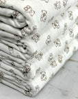 (POINTELLE COTTON SPANDEX RIB) TEDDY BEARS ON OFF WHITE