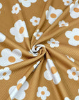 (4X2 RIB) CREAM DAISIES ON MUSTARD