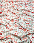 (URBAN RIB) HEARTS, BOWS, FLOWERS, AND RED BIRDS ON OFF WHITE