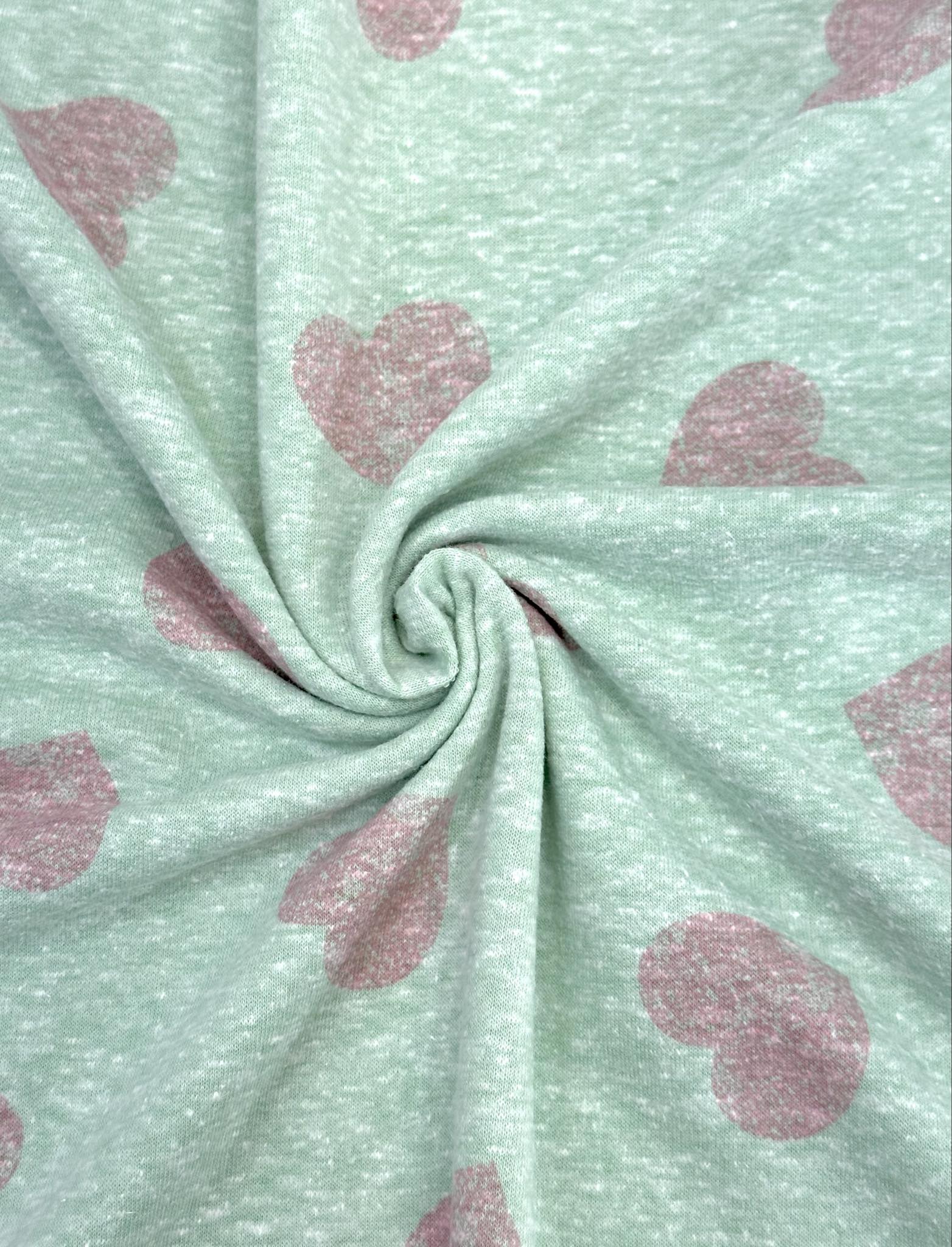 (FRENCH TERRY) VINTAGE HEARTS ON 2-TONE LIGHT MINT (1)