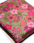 (OAKLEY) PINK AND MAGENTA FLOWERS ON VINTAGE GREEN
