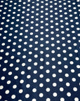 (COTTON SPANDEX) OFF WHITE POLKA DOTS ON NAVY