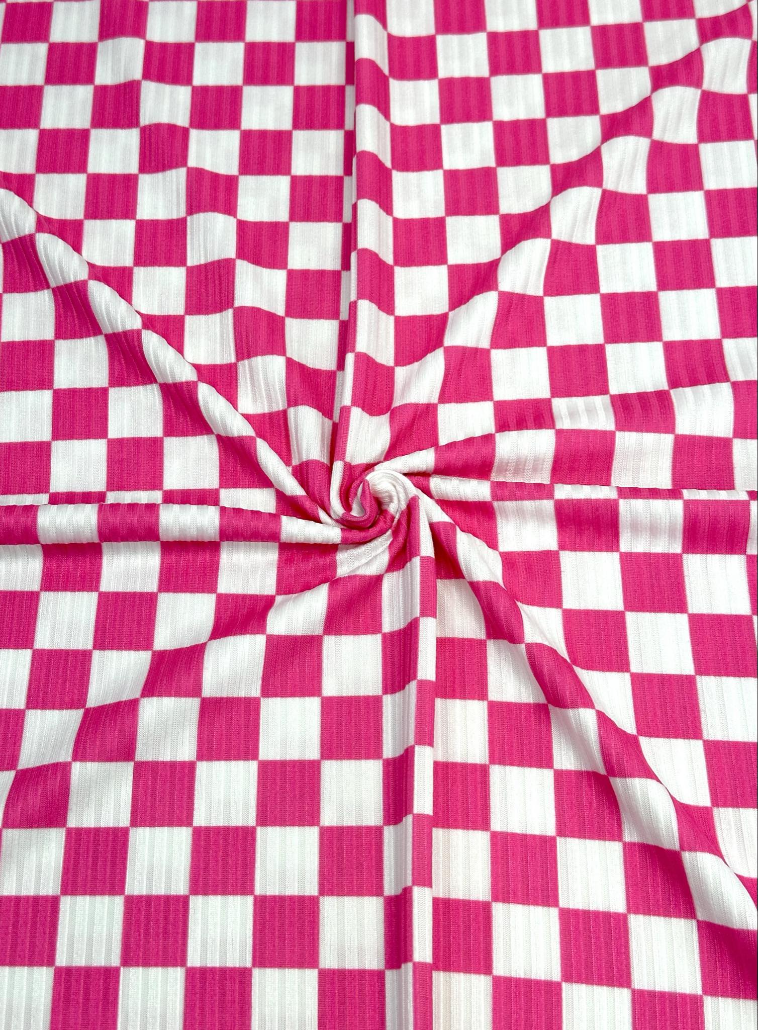 (YUMMY RIB) FUSCHIA AND OFF WHITE CHECKERED