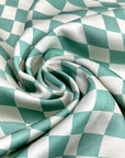 (SATIN) SAGE AND CREAM CHECKERED WAVE PATTERN