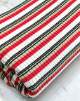 (RIB) TAN, RED, AND BLACK STRIPES ON OFF WHITE