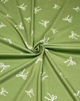 (4X2 RIB) OFF WHITE BOWS ON SAGE GREEN
