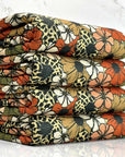 (4X2 RIB) OLIVE, BROWN, RUST AND LEOPARD CREAM FLOWERS