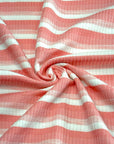 (RIB) OFF WHITE AND LIGHT CORAL STRIPES