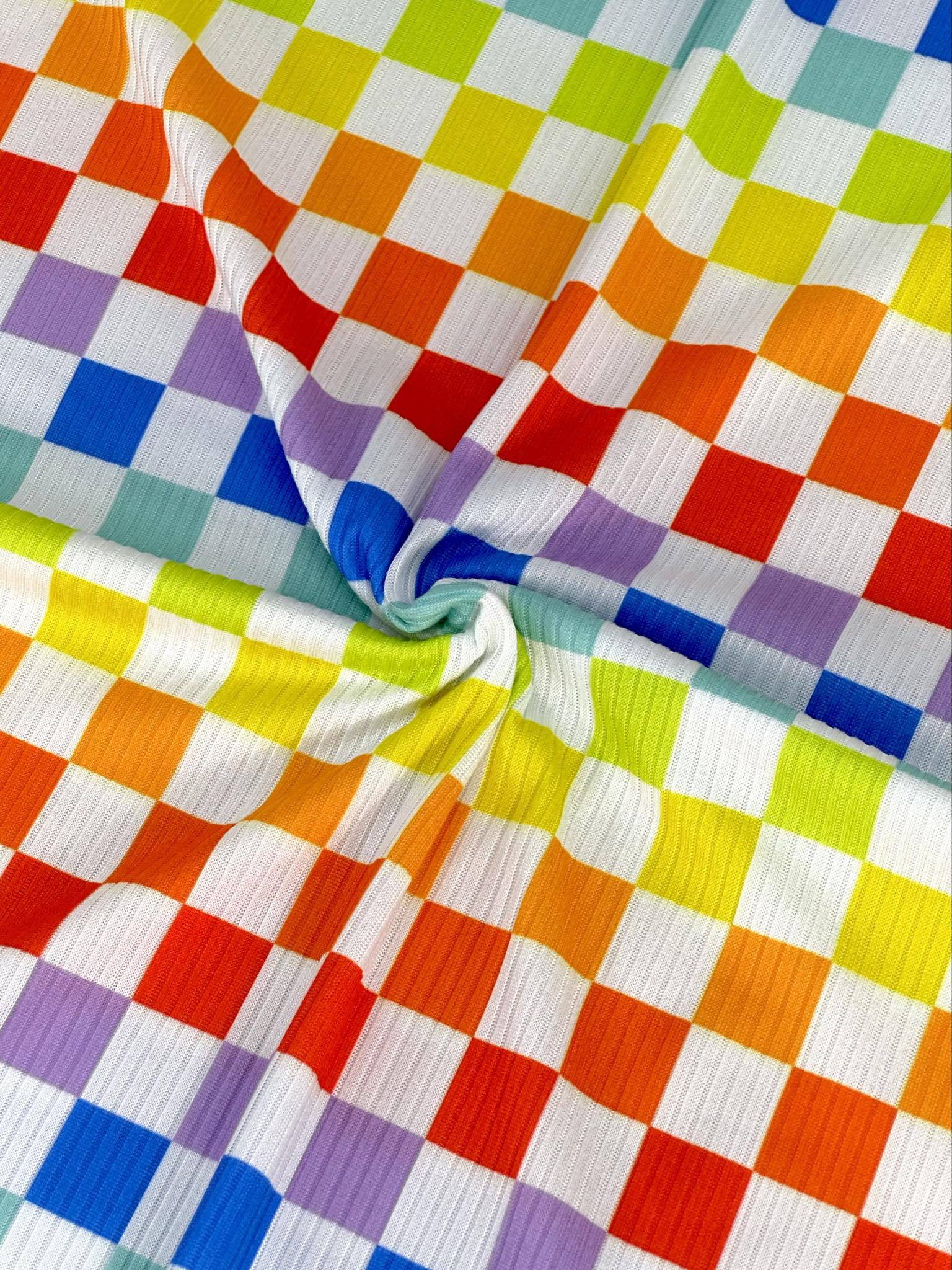 (YUMMY RIB) RAINBOW AND OFF WHITE CHECKERED