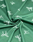 (4X2 RIB) OFF WHITE BOWS ON EMERALD