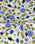 (YUMMY RIB) BLUE HAPPY FACES AND SKATEBOARDS ON CHECKERED WAVE (1)