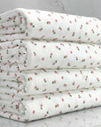 (2X2 RIB) TINY PINK FLOWERS ON OFF WHITE