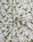 (FRENCH TERRY) BASEBALLS AND BATS ON LIGHT SAGE (1)